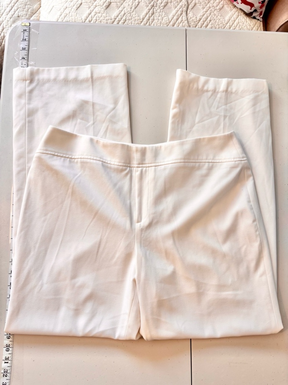 Coldwater Creek Pants Size 16 White Natural Fit Straight-Leg Crepe Euro Summer